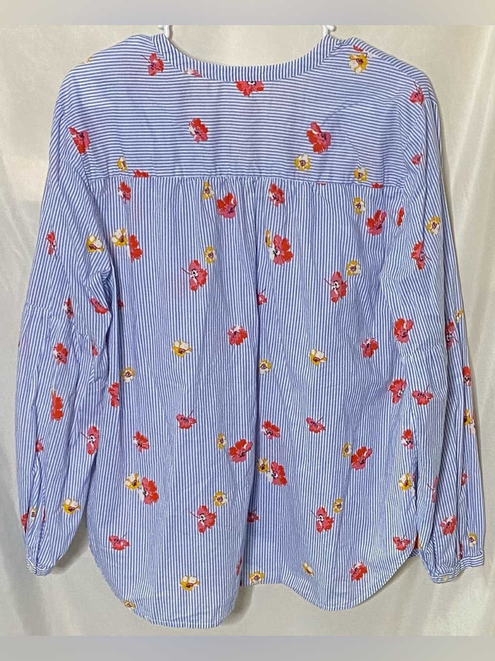 Old Navy Relaxed Smocked Floral Striped Button-Front Cotton Shirt - Picture 10 of 10